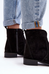 Women's Suede Boots with Zipper Black Nicole 2829