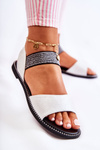 Classic Leather Sandals With Studs Silver Shelly