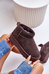 Fashionable Suede Low Snow Boots Brown Nucca