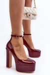 Red Patent Leather Pumps on Chunky Platform and Heel Ninames