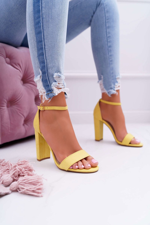 Women's Stiletto Sandals Suede Yellow Anastasie