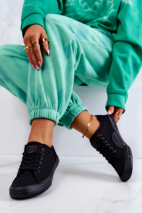 Tenisówki Damskie Niskie Wiązane Big Star Czarne JJ274066