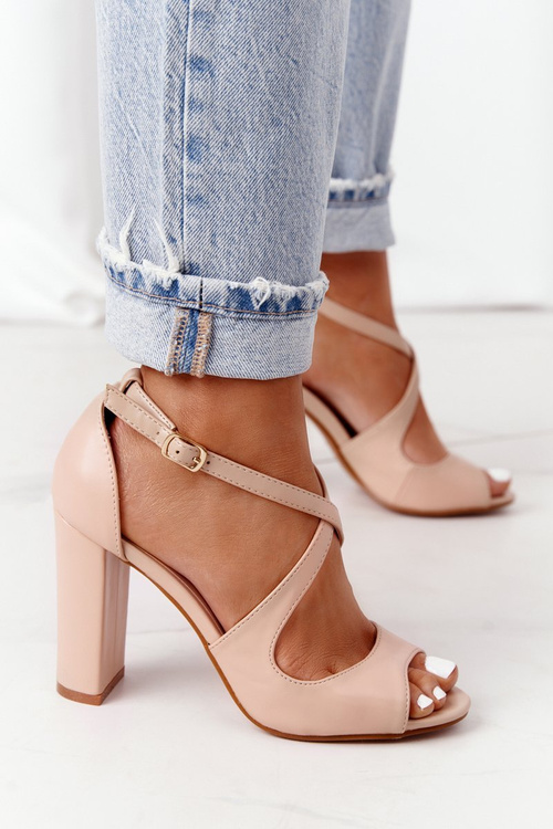 Elegant Sandals On A Block Heel Nude Jemma