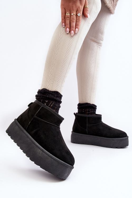 Women's Platform Snow Boots Black Mennja