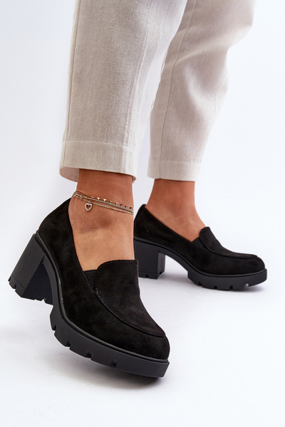 Women's Eco Suede Heeled and Platform Shoes Black Arablosa