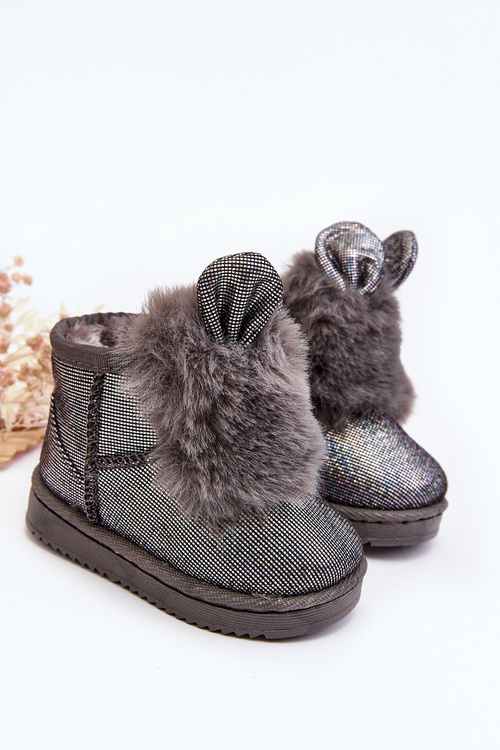 Children's snow boots with fur lining and ear details gray Betty