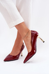 Lacquered High Heels With Gold Buckle Bordeaux Mivira