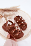 Girls sandals with gold detail brown Lunessa