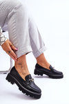 Leather Moccasins With Platform Decoration Black Glory
