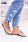 Lu Boo Elegant Petrol Sequins Sandals Nomire