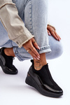 Women's Slip-On Wedge Sneakers Black Farro