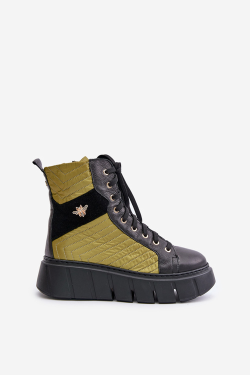 Botki Na Platformie Skóra Naturalna Czarne Maciejka 06751-01