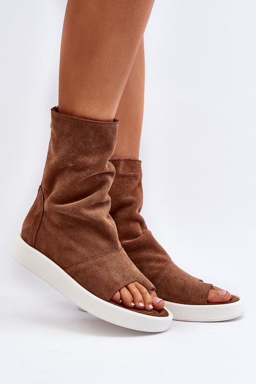 Brown Women's Suede Sandals with Upper Zazoo 3441