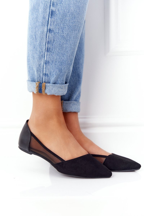 Mesh Pointed Ballerinas Black Melania