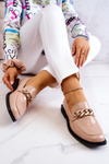 Leather Loafers With Chain Beige Killen 