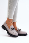 Women's Gray Genuine Leather Moccasins Imbleria