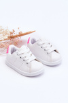Buty Sportowe Dziecięce Biało-Neonowo Różowe Glossy 804