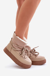 Women's Snow Boots On Platform Insulated With Fur Beige Aziara