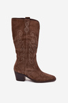 Suede Cowboy Boots For Women With Heel Brown Karira