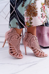 Women's Suede Stiletto Sandals Powder Pink Viviane
