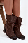 Leather Suede Women's Ankle Boots on Heel Zazoo 1151 Chocolate