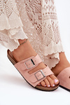 Women's Cork Platform Slippers With Buckles Pink Evisolla
