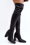 Women's Black Over-the-Knee Boots with Block Heel in Eco Leather Orcella