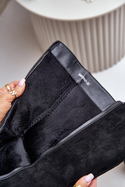 Kozaki Ocieplane Przed Kolano Obcas Słupek Na Zamek Czarne Leamirael