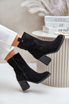 Women's Insulated Heeled Ankle Boots Eco Suede Black Vellinga