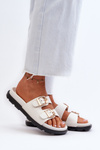 Women's Eco Leather Sandals with Buckles White Valmira
