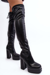 Women's Over the Knee Platform Boots with High Heel Black Yoge