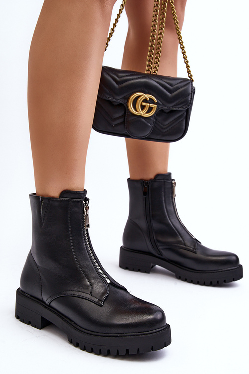 Women's Black Zip-Up Boots Tisaia