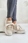 Skórzane Sneakersy Damskie CheBello 4583 Beżowe