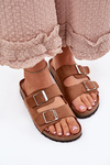 Women's Cork Platform Slippers with Buckles Camel Evisolla