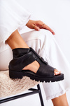Women's Leather Sandals With Zipper Nicole 2748 Black