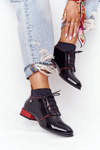 Skórzane Botki Trzewiki Maciejka 04744-16 Czarno-Czerwone