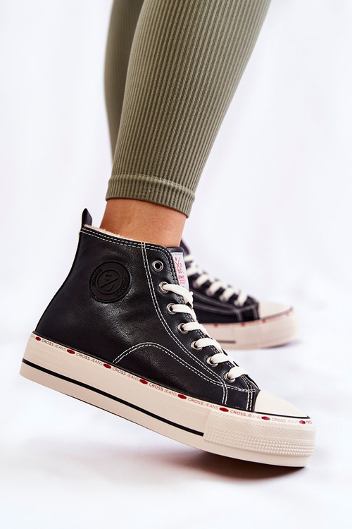 Women's High Warmed up Sneakers Cross Jeans KK2R4042C Black