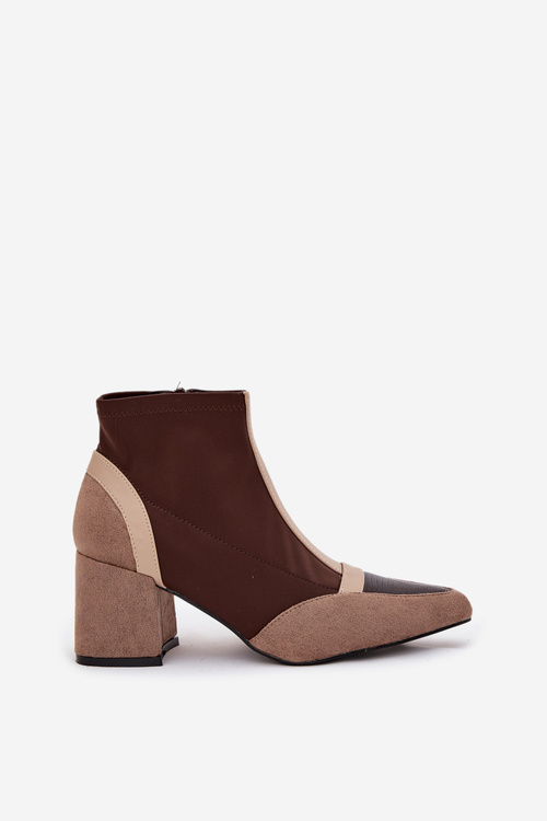 Women's ankle boots with chunky heel with zipper brown Delvane
