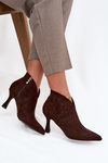 Low Women's Ankle Boots On Heel Eco Suede Chocolate Jolivra