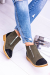 Lu Boo Suede Olive Inez Boots With Zippers