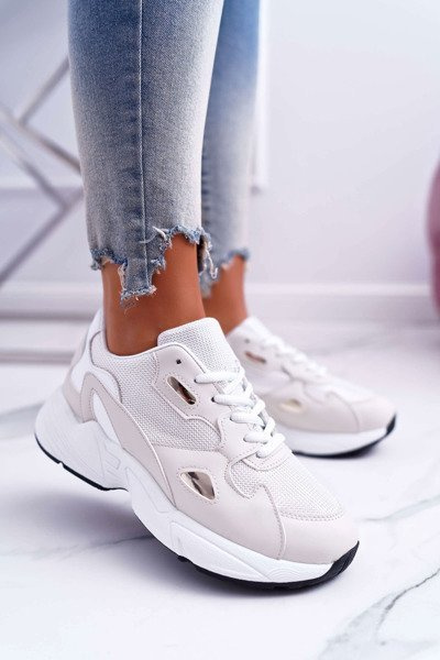 Sporty Women's Shoes White Beige Shantal
