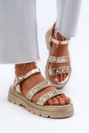 Women's Embellished Sandals Eco Leather Gold Arcida