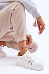 Sneakersy Damskie Wygodne Skóra Białe Bowen