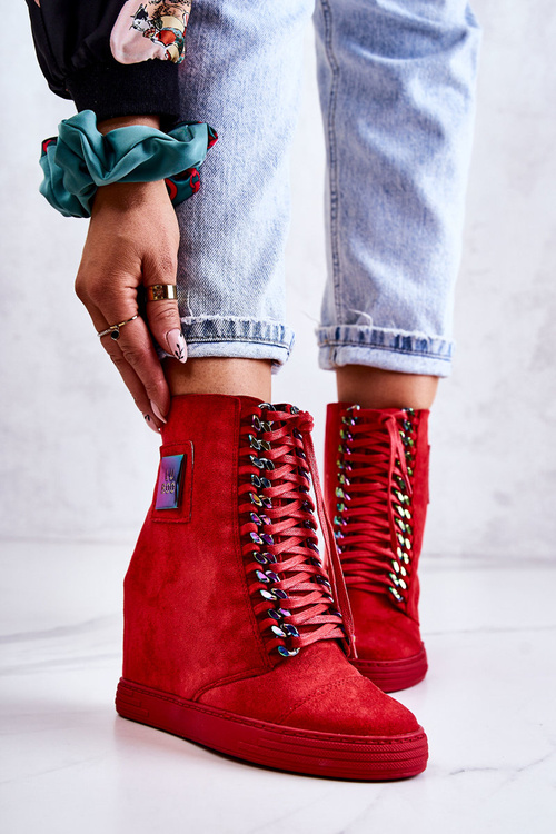 Women's Sneakers Lu Boo With Chains Suede Multi-Red Monica