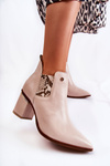 Leather Boots On High Heel Laura Messi 2506 Beige