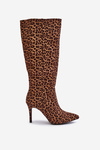 Stiletto Boots With Leopard Print Brown Reanwenna