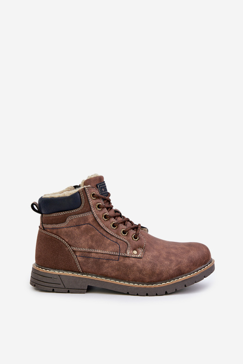 Insulated men's boots made of eco leather brown Venredia