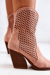 Openwork cowboy boots on a post Pink Caroline