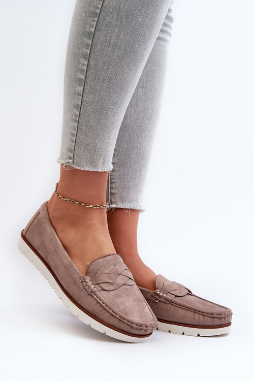 Women's Dark Beige Faux Suede Loafers Nestalia