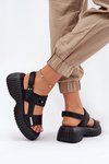 Leather Women's Platform Sandals Black Mertella